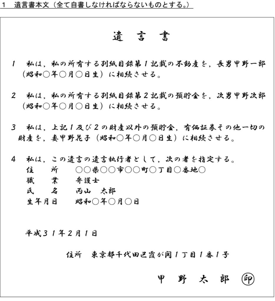 遺言書本文

